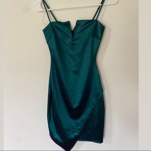 Emerald Satin Mini Dress Windsor